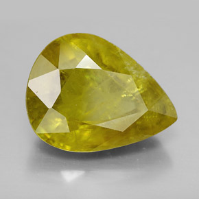 12.04캐럿 천연 골든 스펜(티타나이트), 배 모양, 16.7×12.9 mm, SI