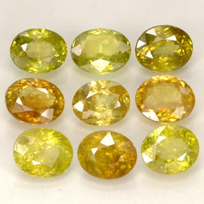 캐럿 천연 멀티컬러 스펜(티타나이트) 보석, 타원형 컷, 6.3×5.1 mm, VS-SI
