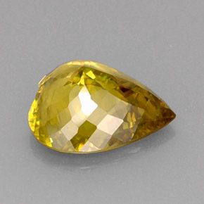12.18캐럿 천연 골든 옐로우 스펜(티타나이트), 하트 모양, 16.4×15 mm, VVS