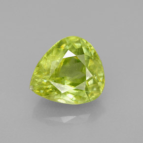 3.30캐럿 천연 노란빛 그린 스펜(티타나이트), 배 모양, 9.5×8.6 mm, SI