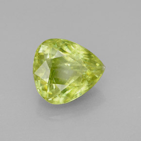 3.30캐럿 천연 노란빛 그린 스펜(티타나이트), 배 모양, 9.5×8.6 mm, SI