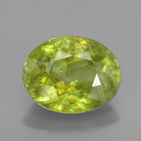 2.68캐럿 천연 노란빛 그린 스펜(티타나이트), 타원형 컷, 9.6×7.6 mm, SI