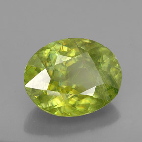 2.68캐럿 천연 노란빛 그린 스펜(티타나이트), 타원형 컷, 9.6×7.6 mm, SI