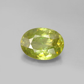 2.98캐럿 천연 골든 그린 스펜(티타나이트), 타원형 컷, 10.5×7.7 mm, SI