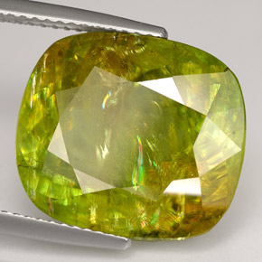 18.40캐럿 천연 멀티컬러 스펜(티타나이트), 쿠션 컷, 16.5×14.6 mm, SI