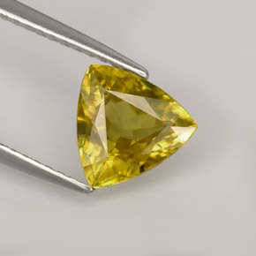 1.46캐럿 천연 골든 옐로우 스펜(티타나이트), 트릴리언, 8×7.7 mm, VS-SI