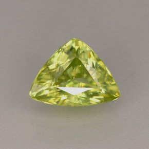 1.09캐럿 천연 노란빛 그린 스펜(티타나이트), 트릴리언, 7.7×5.8 mm, VS