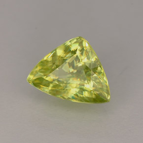 1.09캐럿 천연 노란빛 그린 스펜(티타나이트), 트릴리언, 7.7×5.8 mm, VS