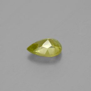 0.82캐럿 천연 녹빛 골든 스펜(티타나이트), 배 모양, 7.1×5.1 mm, VVS-VS