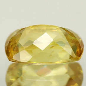 0.99캐럿 천연 골든 옐로우 스펜(티타나이트), 쿠션 컷, 7.3×4.9 mm, VVS-VS