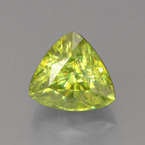1.46캐럿 천연 노란빛 그린 스펜(티타나이트), 트릴리언, 7×6.4 mm, VS