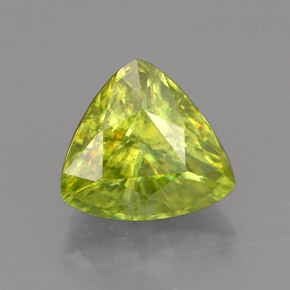 1.46캐럿 천연 노란빛 그린 스펜(티타나이트), 트릴리언, 7×6.4 mm, VS