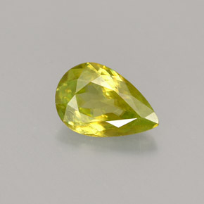 1.18캐럿 천연 노란빛 그린 스펜(티타나이트), 배 모양, 8.8×5.9 mm, VS