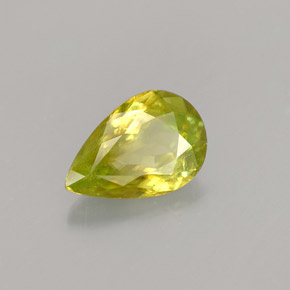 1.18캐럿 천연 노란빛 그린 스펜(티타나이트), 배 모양, 8.8×5.9 mm, VS