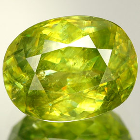 2.36캐럿 천연 라임 그린 스펜(티타나이트), 타원형 컷, 9×7 mm, VVS-VS