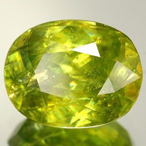 2.36캐럿 천연 라임 그린 스펜(티타나이트), 타원형 컷, 9×7 mm, VVS-VS