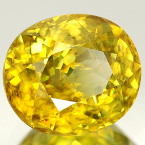 1.94캐럿 천연 골든 옐로우 스펜(티타나이트), 타원형 컷, 8×7 mm, VVS-VS