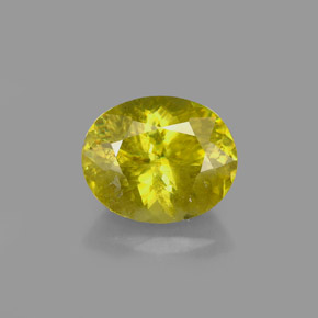 1.74캐럿 천연 노란빛 그린 스펜(티타나이트), 타원형 컷, 8.1×6.7 mm, VS-SI