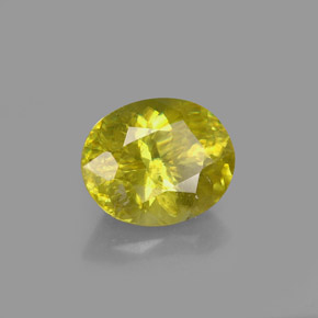 1.74캐럿 천연 노란빛 그린 스펜(티타나이트), 타원형 컷, 8.1×6.7 mm, VS-SI