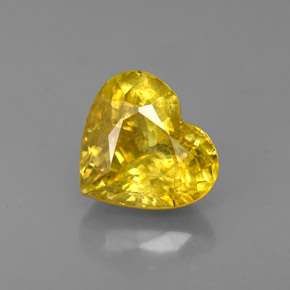 1.62캐럿 천연 골든 스펜(티타나이트), 하트 모양, 7.6×6.8 mm, VS-SI
