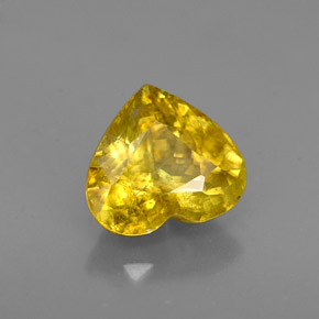 1.62캐럿 천연 골든 스펜(티타나이트), 하트 모양, 7.6×6.8 mm, VS-SI