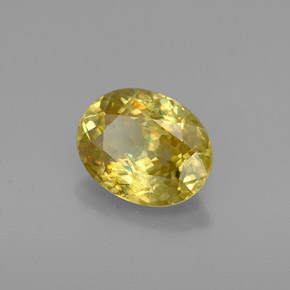 0.92캐럿 천연 골든 옐로우 스펜(티타나이트), 타원형 컷, 7×5.5 mm, VVS-VS