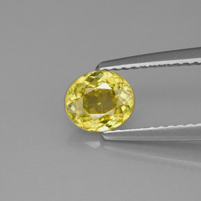 0.75캐럿 천연 골든 옐로우 스펜(티타나이트), 타원형 컷, 6.1×5.4 mm, VS