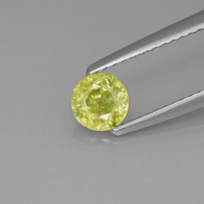 0.62캐럿 천연 라임 그린 스펜(티타나이트), 라운드 컷, 5.20 mm, VS-SI