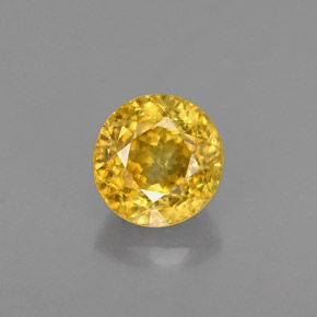 0.64캐럿 천연 골든 스펜(티타나이트), 라운드 컷, 5.09 mm, VS