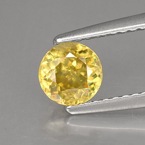 0.72캐럿 천연 골든 옐로우 스펜(티타나이트), 라운드 컷, 5.42 mm, SI