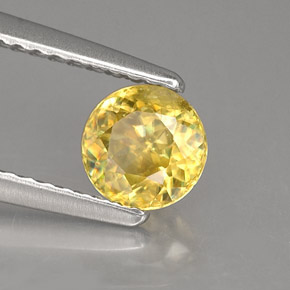 0.72캐럿 천연 골든 옐로우 스펜(티타나이트), 라운드 컷, 5.42 mm, SI