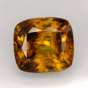 6.59캐럿 천연 코냑 스펜(티타나이트), 쿠션 컷, 11.6×10.7 mm, VVS