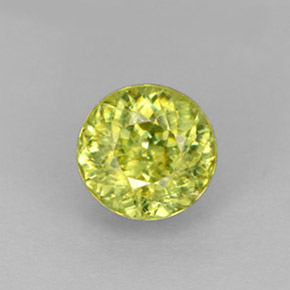 1.36캐럿 천연 골든 그린 스펜(티타나이트), 라운드 컷, 6.48 mm, VS