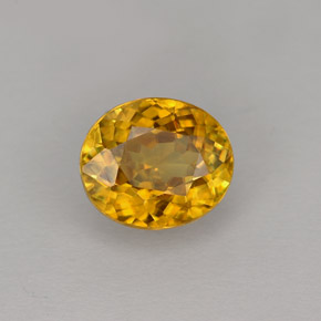 1.12캐럿 천연 골든 옐로우 스펜(티타나이트), 타원형 컷, 6.8×5.9 mm, VVS-VS