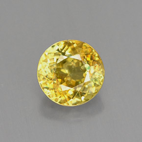 0.98캐럿 천연 녹빛 옐로우 스펜(티타나이트), 라운드 컷, 5.87 mm, VS-SI