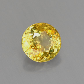 0.98캐럿 천연 녹빛 옐로우 스펜(티타나이트), 라운드 컷, 5.87 mm, VS-SI
