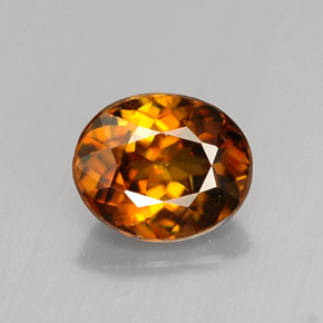 1.12캐럿 천연 골든 오렌지 스펜(티타나이트), 타원형 컷, 6.9×5.7 mm, VS