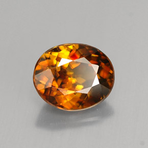 1.12캐럿 천연 골든 오렌지 스펜(티타나이트), 타원형 컷, 6.9×5.7 mm, VS
