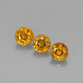 캐럿 천연 골든 오렌지 스펜(티타나이트) 보석, 라운드 컷, 4.60 mm, VS