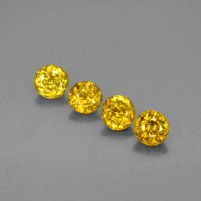 캐럿 천연 골든 옐로우 스펜(티타나이트) 보석, 라운드 컷, 4.18 mm, VS