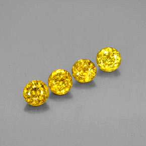 캐럿 천연 골든 옐로우 스펜(티타나이트) 보석, 라운드 컷, 4.18 mm, VS