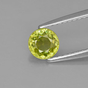 0.59캐럿 천연 골든 그린 스펜(티타나이트), 라운드 컷, 5.20 mm, VS
