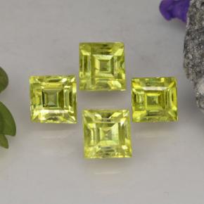 1.50캐럿 천연 담황색 스펜(티타나이트) 보석, 스퀘어, 3.9×3.7 mm, VS-SI