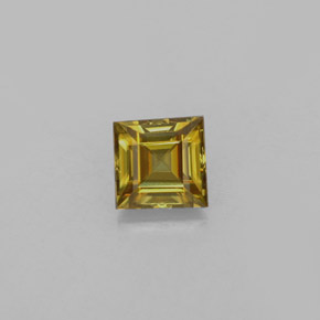 0.68캐럿 천연 골든 옐로우 스펜(티타나이트), 스퀘어, 4.9×4.8 mm, VS