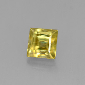 0.38캐럿 천연 녹빛 골든 스펜(티타나이트), 스퀘어, 3.8×3.7 mm, VS-SI