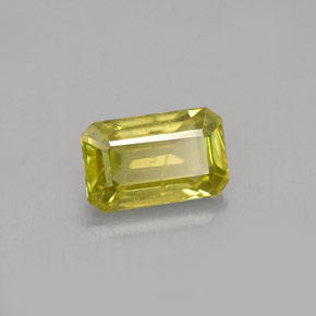 1.25캐럿 천연 녹빛 골든 스펜(티타나이트), 에메랄드 컷, 7.8×4.9 mm, VS
