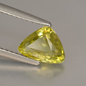0.93캐럿 천연 녹빛 골든 스펜(티타나이트), 트릴리언, 7.6×5.7 mm, VVS-VS