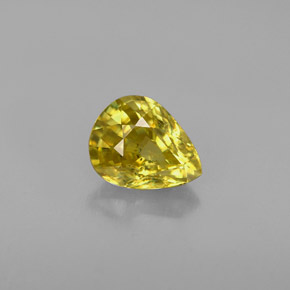 0.92캐럿 천연 녹빛 골든 스펜(티타나이트), 배 모양, 6.9×5.4 mm, VS