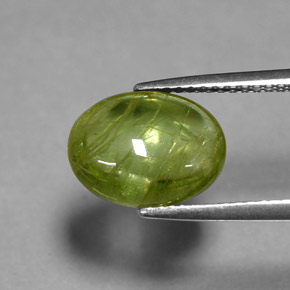 3.57캐럿 천연 노란빛 그린 스펜(티타나이트), 투명한, 11.3×8.6 mm, 투명/반투명