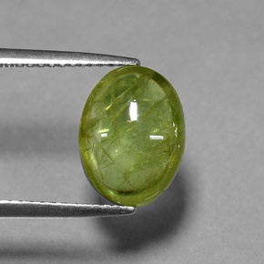 3.57캐럿 천연 노란빛 그린 스펜(티타나이트), 투명한, 11.3×8.6 mm, 투명/반투명
